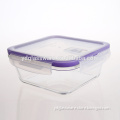 Square borosilicate glass food container with TPR vented lids